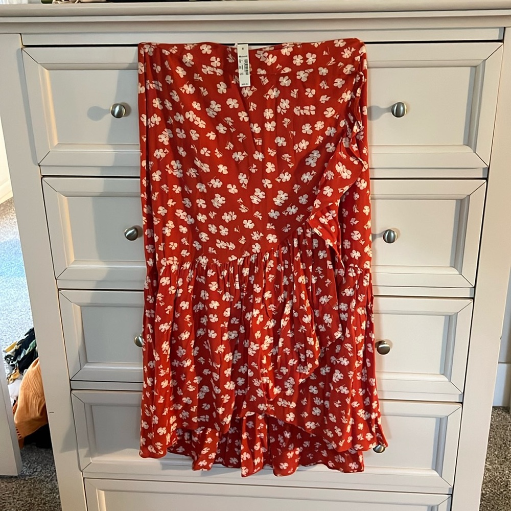Midi skirt red floral